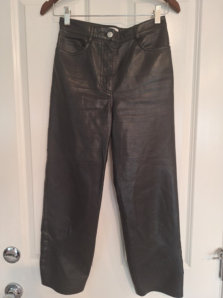 Wilfred Vegan Leather High Rise Cropped Pant Black Size 2