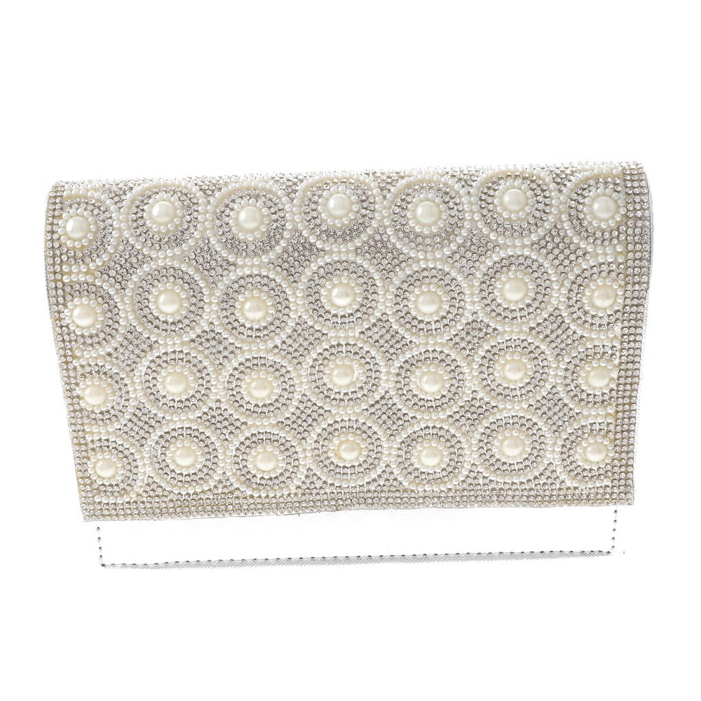 Silver Tone Fashion Glitter Fabric Rhinestone Clutch Evening Bag TLX137-SIL