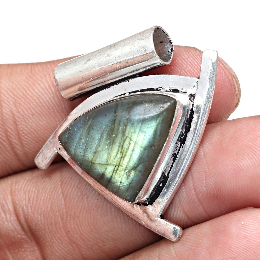 Pendant Silver  Peridot Labradorite Gemstone Jewelry Sterling 2.5