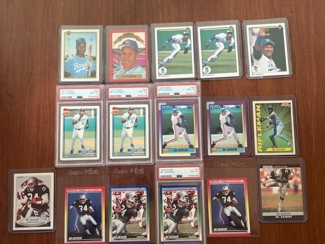 Bo Jackson Card Lot (16) PSA x4 (2x 1991 Topps #600 PSA 8) + Upper Deck/Score