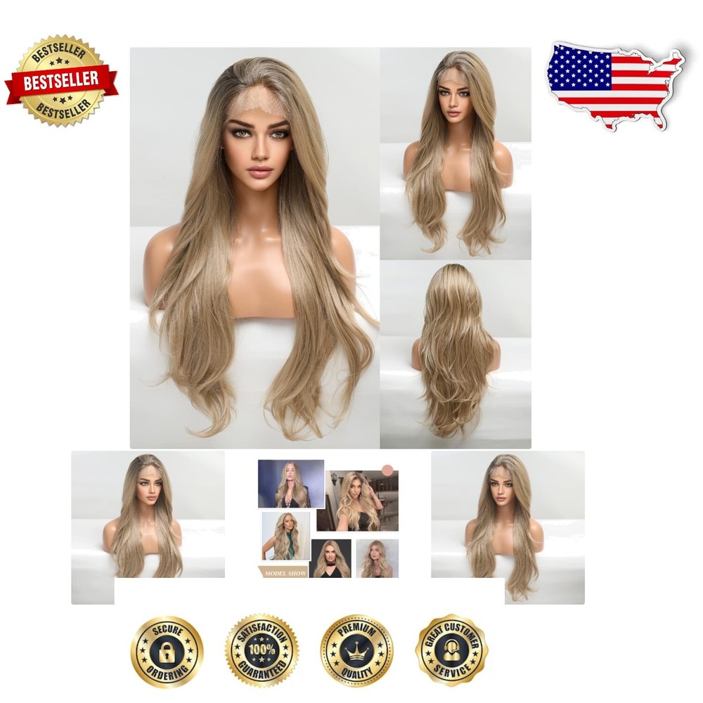 27-Inch Beach Blonde Curly Lace Front Wig for Women