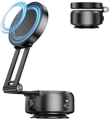 Vacuum Suction Magnetic Car Phone Holder, Adjustable Electric Magnetic Phone