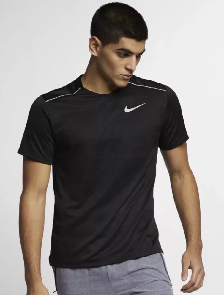 NIKE DriFIT Miler Men's Running Shirt AJ7565-010 Black/Reflective Silver 2XL NWT