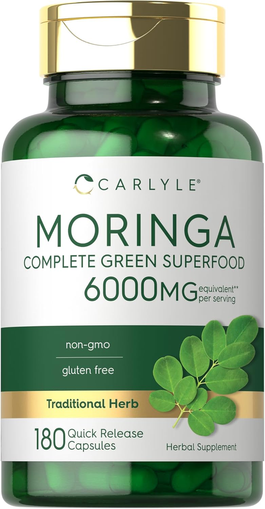 Moringa Oleifera 6000mg Superfood Capsules 180 Count by Carlyle