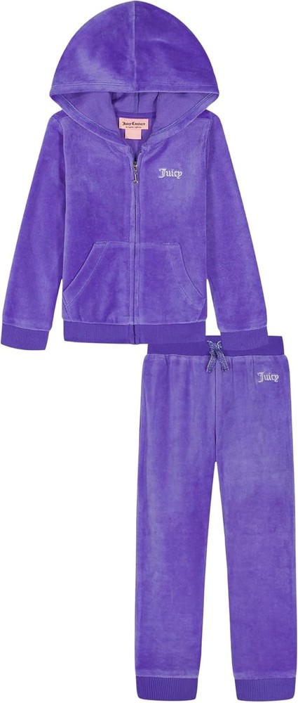 Juicy Couture Girls' 2 Pc  Velour Pant Set With Elastic Waistband Size 2T 3T 4T