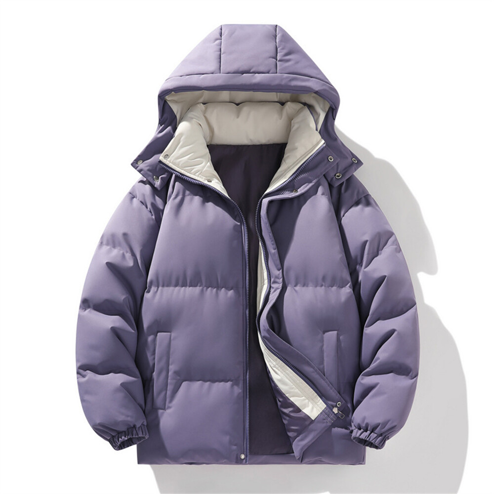 Men's Warm Winter Cotton Padded Jacket Short Bubble Jacket Casual Zipper Coat
