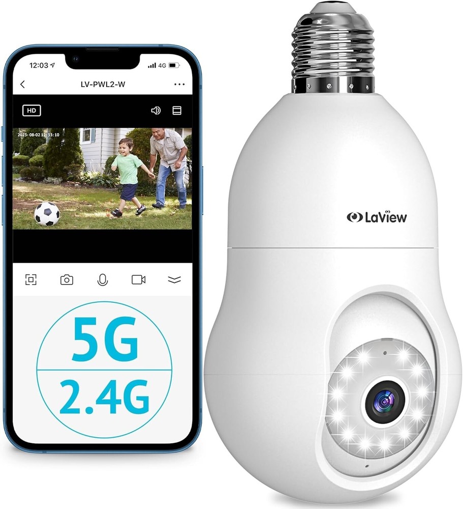 LaView 4MP Bulb Security Camera 5G& 2.4GHz WiFi