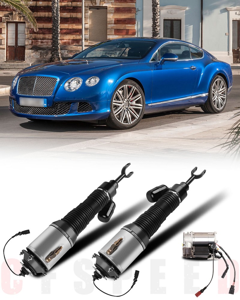 3* Front Air Suspension Shock & Compressor For Bentley Continental GT GTC
