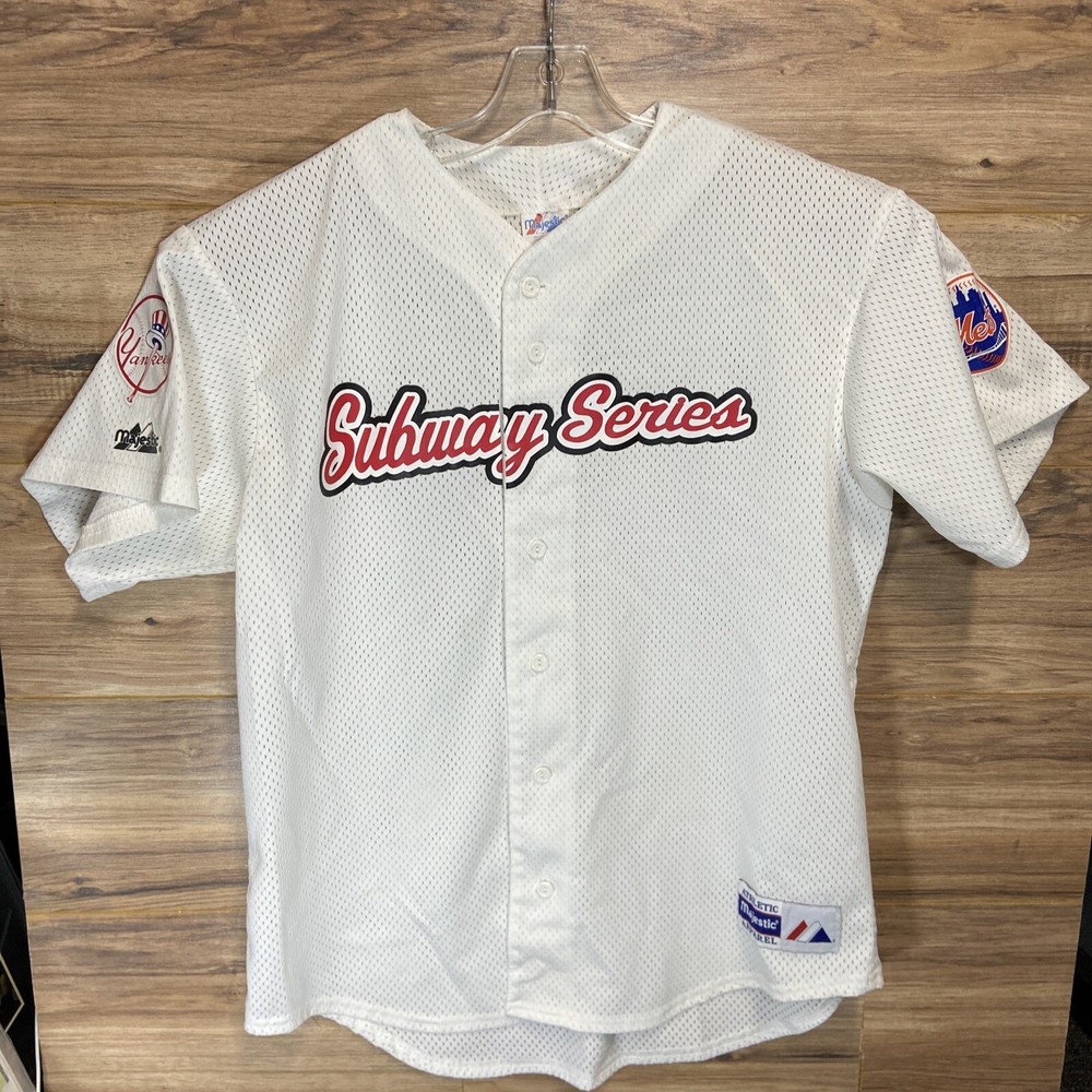 Subway Series World Series Jersey New York Yankees Mets Majestic White Sz L