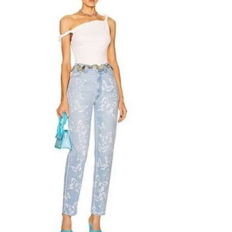 MOTHER SNACKS High Waisted Twizzy Skimp Bread Butterfly Jeans Size 27 NWT