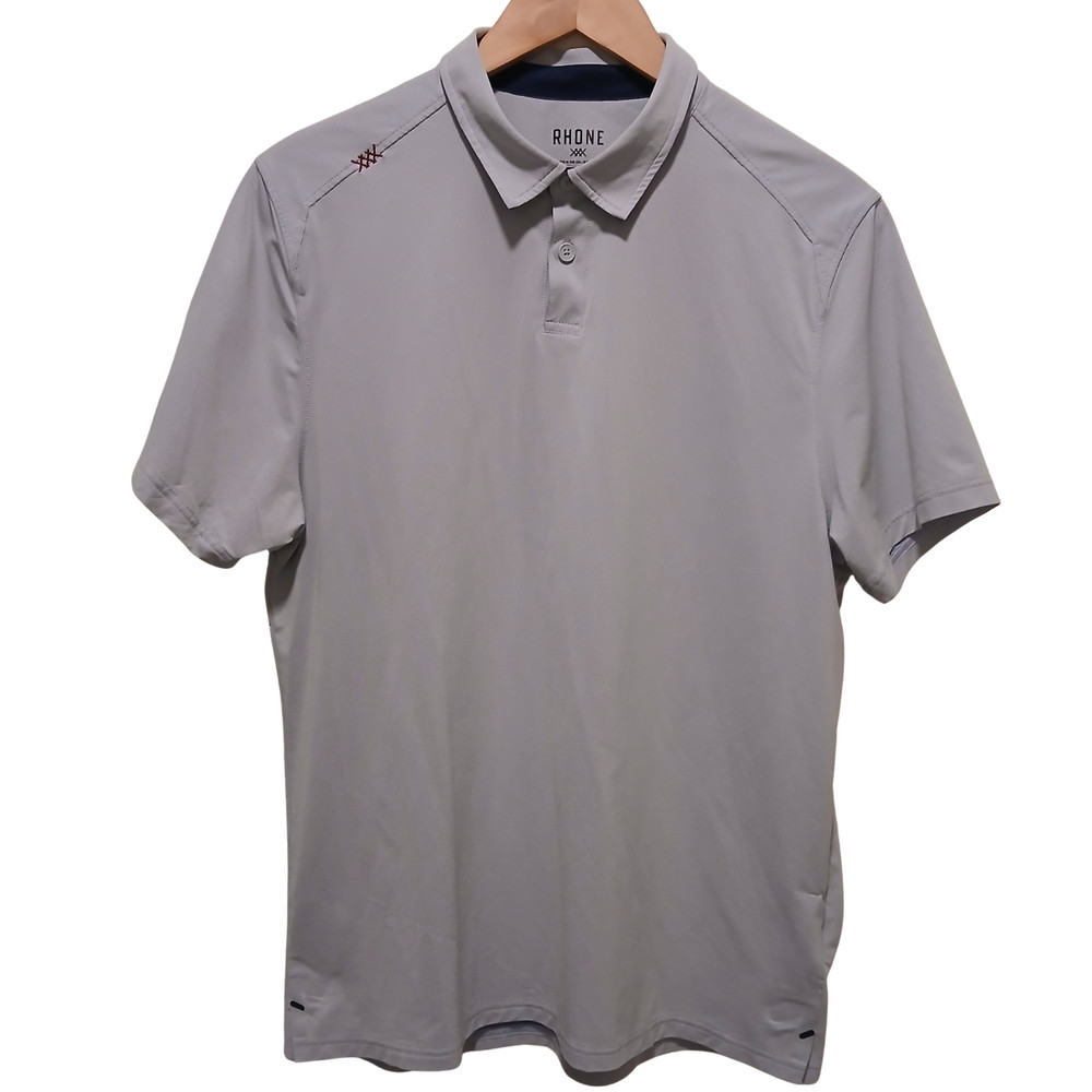 Rhone Mens Large Sport Polo Shirt Blue Grey Luxury Polo Golf Casual