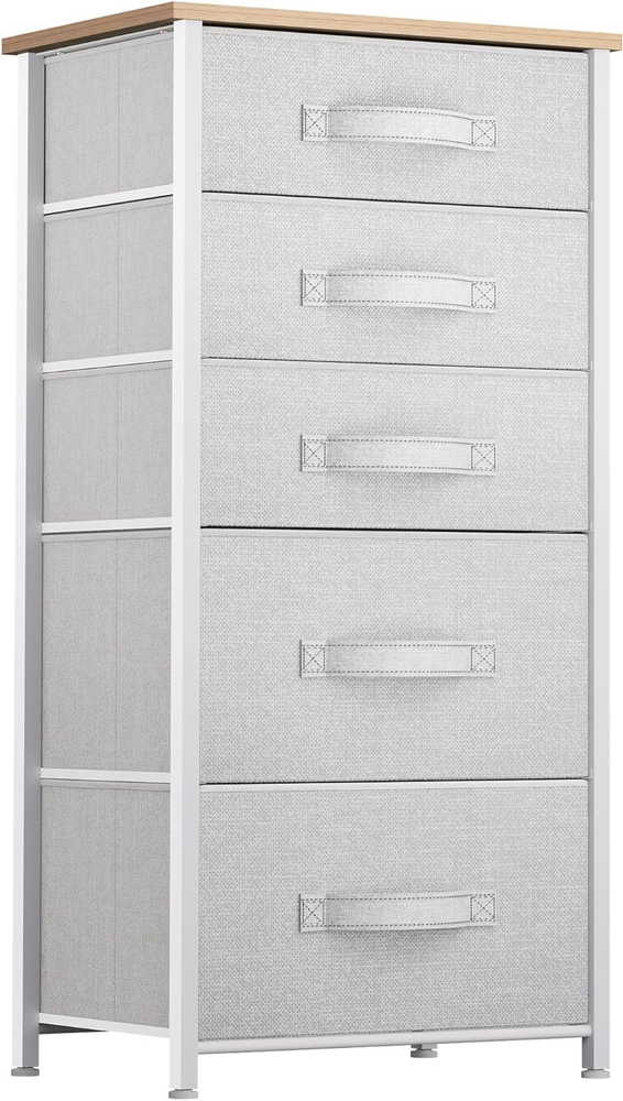 5 Drawers Dresser, Vertical Fabric Storage Tower Organizer Unit for Li