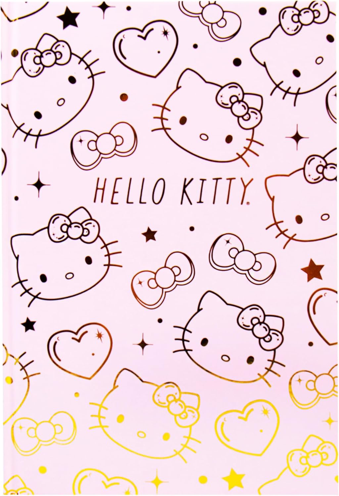 Hello Kitty Pink Gold Foil Lined Journal Kawaii Stationery Set with 87 Pages