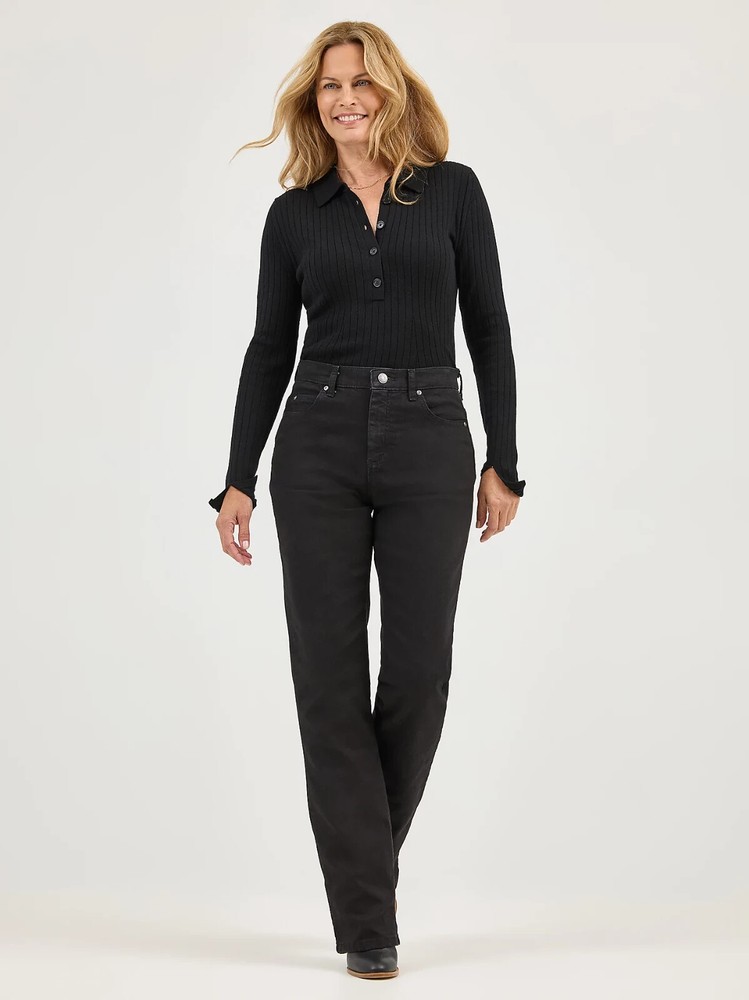 Lee Women’s Original Relaxed Fit Straight Leg Jean-Premium Black