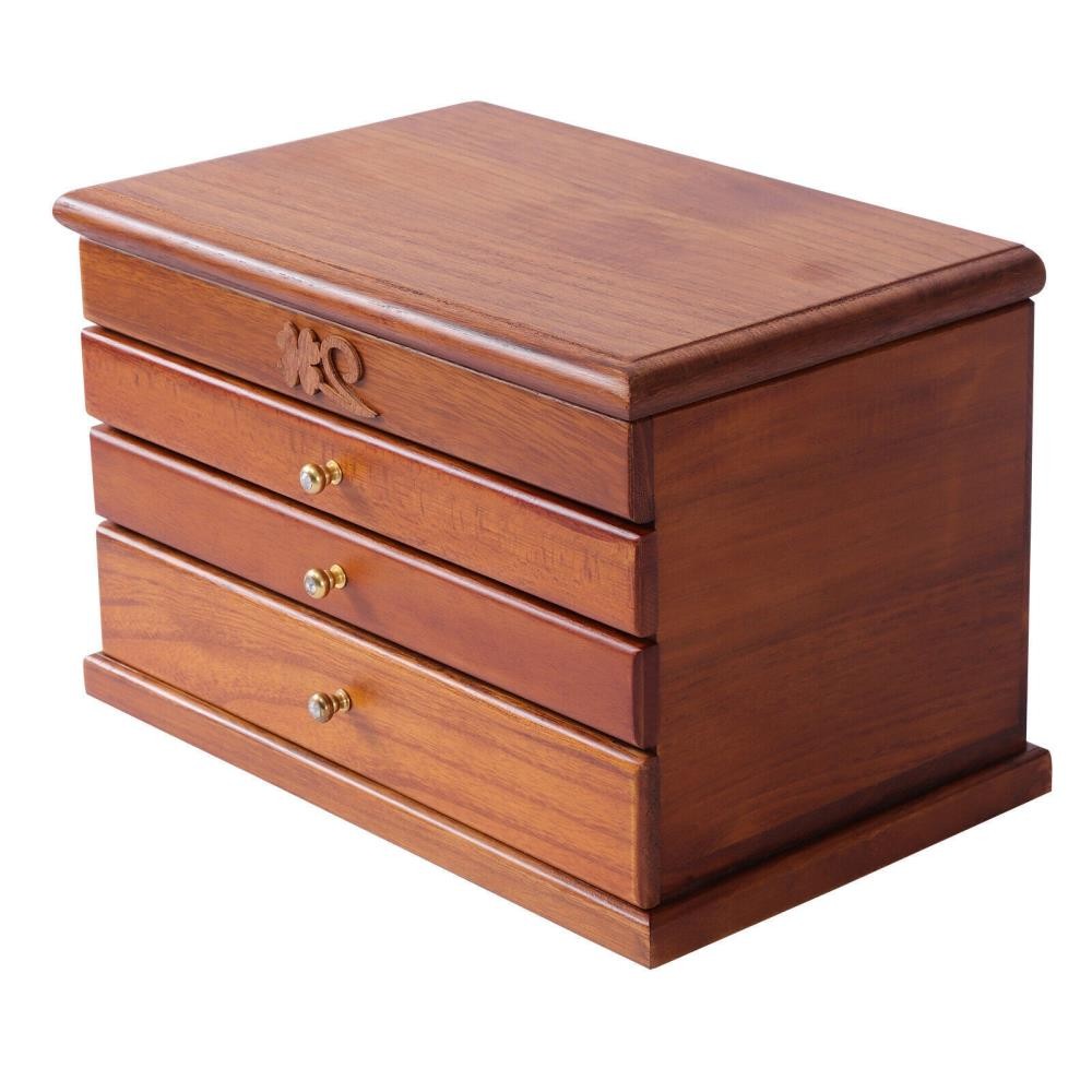 Mirror Organizer Box Wooden Capacity Jewelry & Drawers Large Layers 4 θ