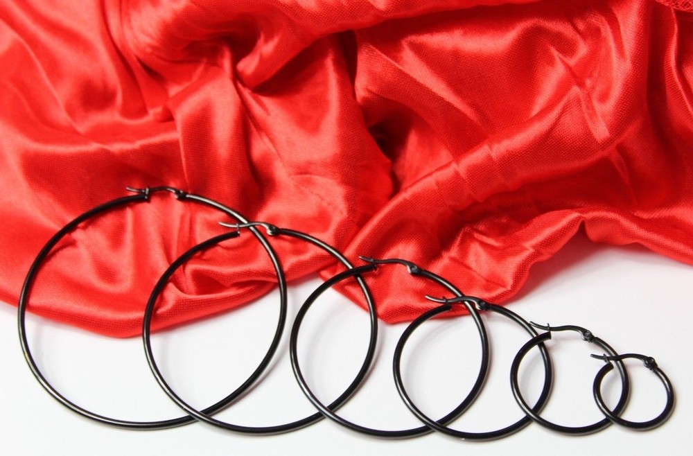 Women Earrings Stainless Steel Smooth Big Large Small Hoop Sexy Jewelry 20-70mm