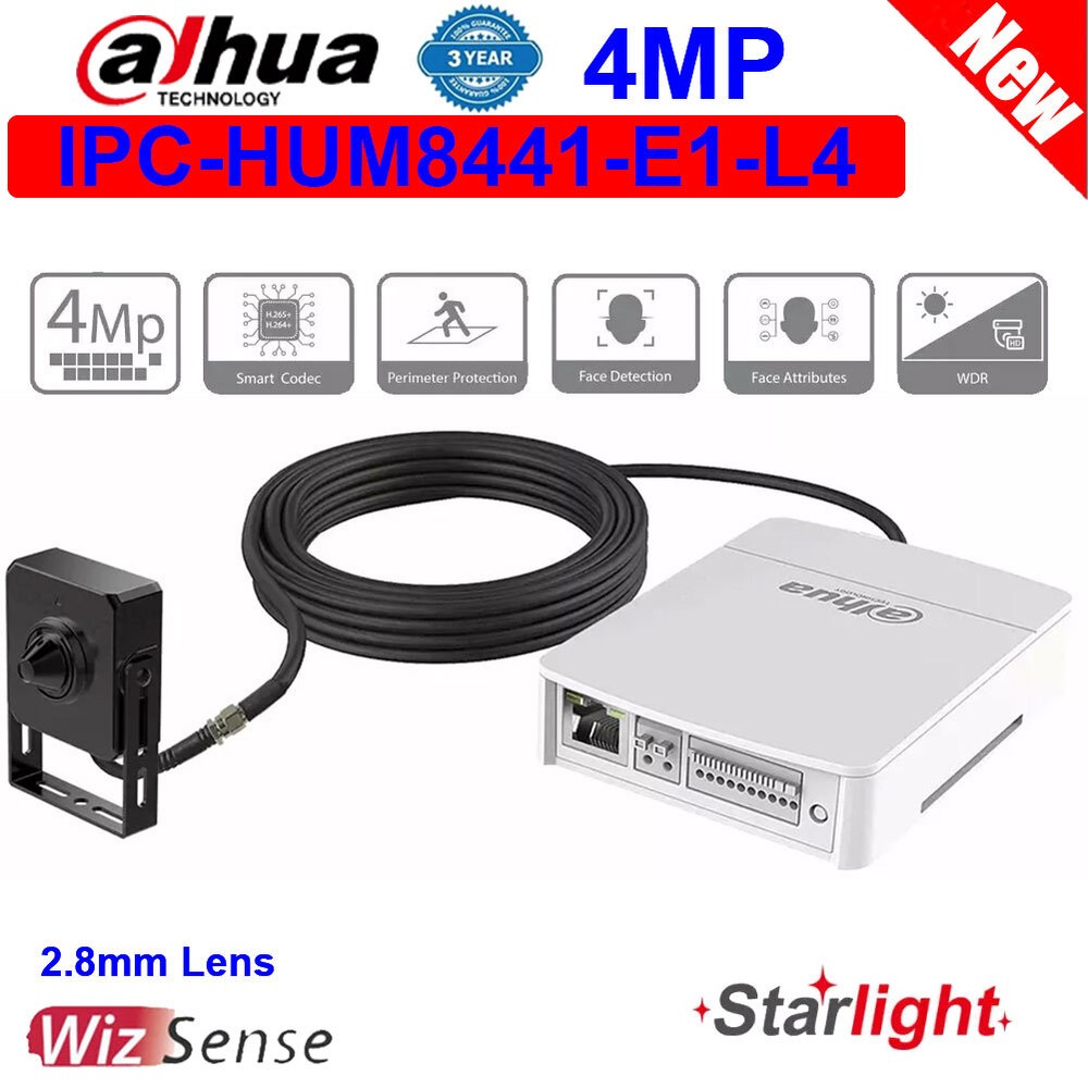Dahua IPC-HUM8441-E1-L4 4MP Starlight Covert Pinhole Hidden Spy IP Camera PoE