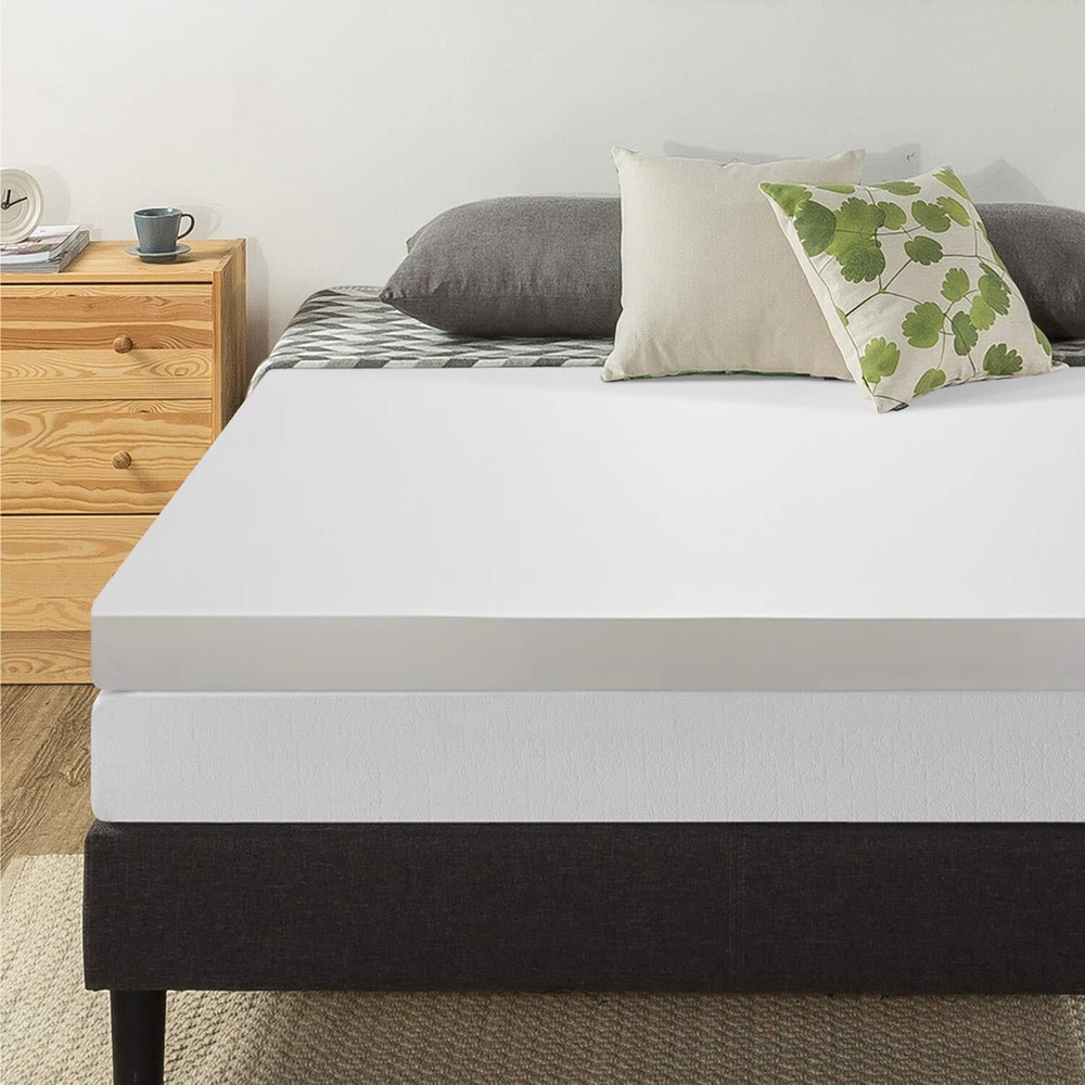 4 Inch Memory Foam Mattress Topper Cover Calming Green Tea Infusion Queen