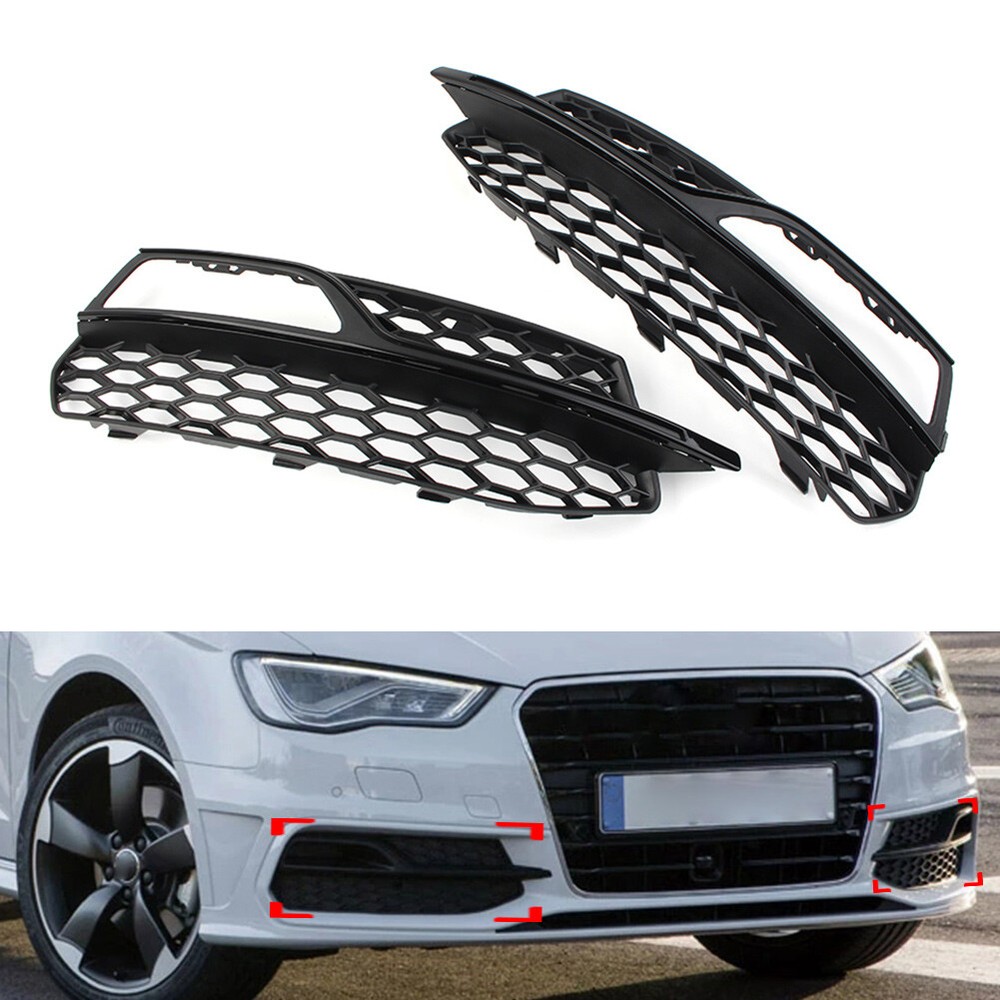 Honeycomb Mesh Front Bumper FogLight Grille Cover For Audi A3 S-Line S3 13-17 US