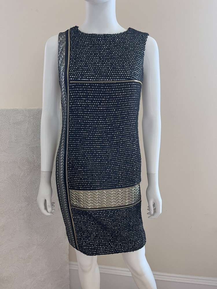 PER SE Carlisle Black Metallic Tweed Sleeveless Wiggle Pencil Sheath Dress 0 XS