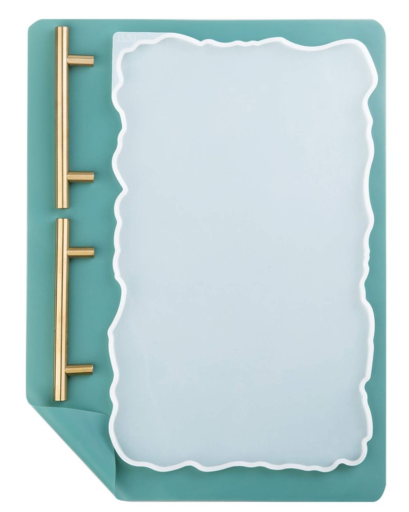 XL Silicone Geode Agate Tray Mold with Gold Handles - A3 Extra Large Size