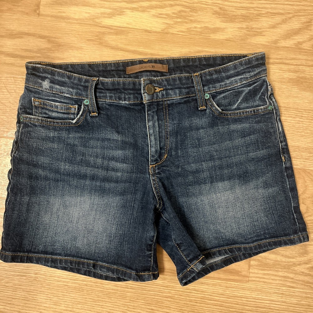 Joes Jeans Shorts Womens 28 Midrise Denim Blue Jean Dark Wash Distressed.    657