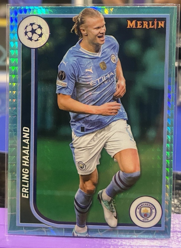 2024 Topps Merlin Aqua Prism Refractor Erling Haaland Manchester City #73