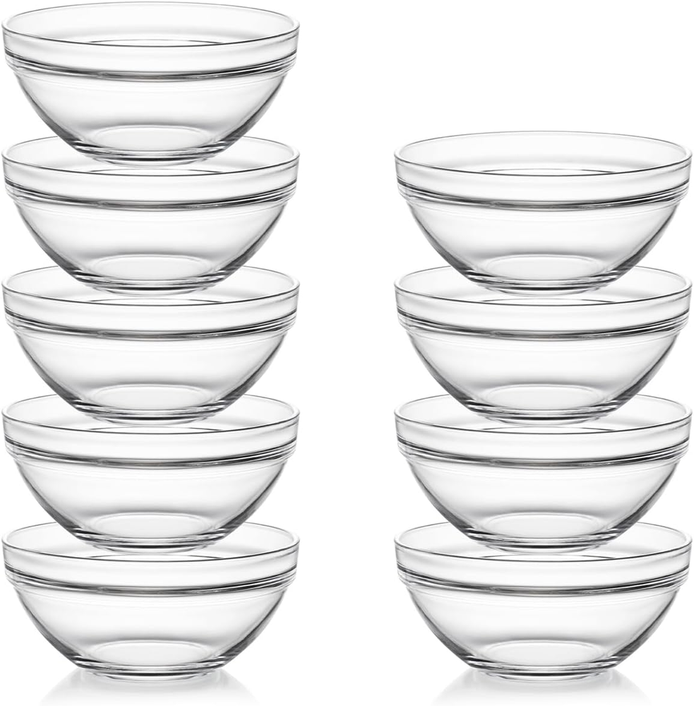 4.5 Inch Small Glass Bowls Set, 12 Oz Prep Bowls for Cooking, Small Bowls for Ki