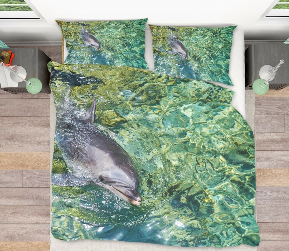 3D Cute Dolphin ZHUA535 Bedding Set Queen King Pillowcases Quilt Cover