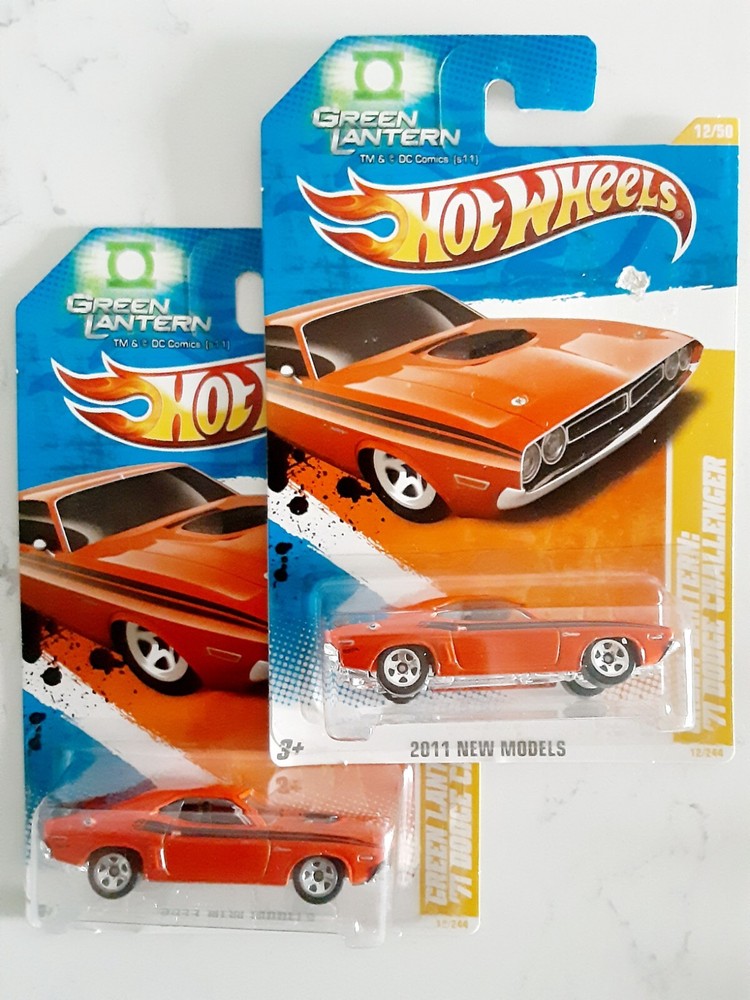 2011 Hot Wheels Green Lantern 71 Dodge Challenger lot of 2