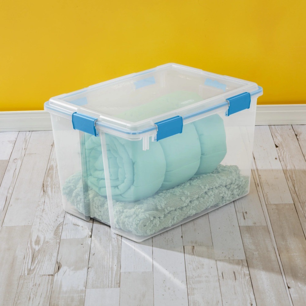 80 Qt Clear Plastic Storage Bin with Airtight Gasket Lid