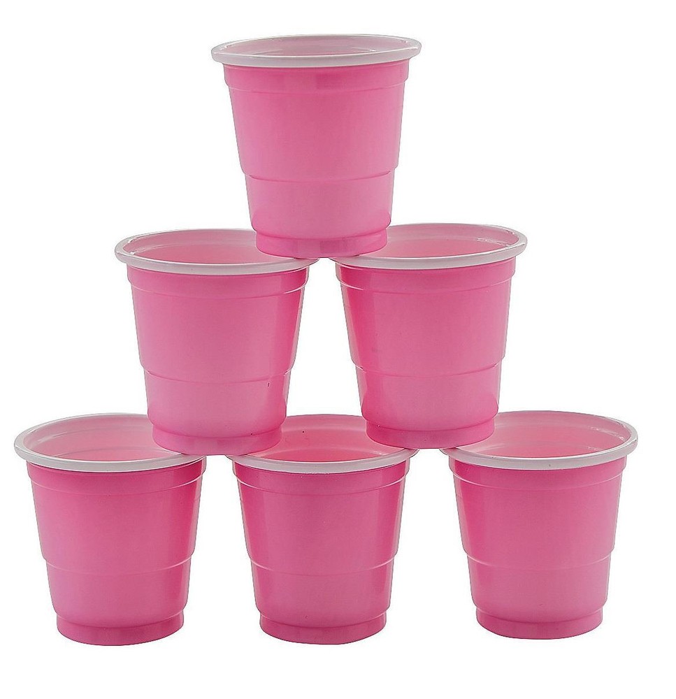 50-PC PINK Plastic Adult Cocktail Party Shooter Cups 1.5-oz Disposable 2