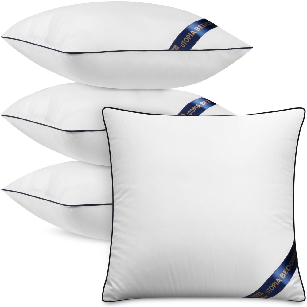 White 14x14 Inch Throw Pillow Inserts Pack of 4 for Decorative Indoor Use