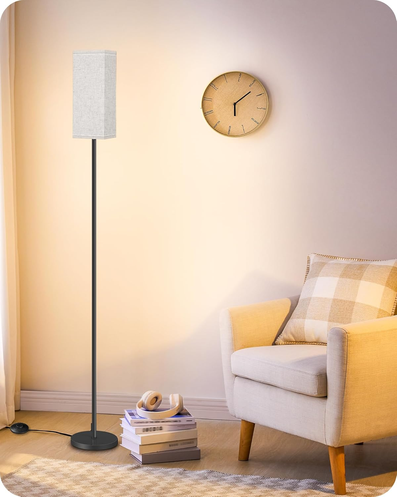 Floor Lamp, Pole Lamp with Foot Switch, Modern Standing Lamp Lampshade, Minimali