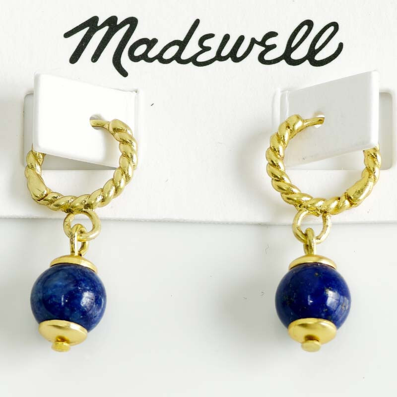 Lazurite Drop Huggie Hoop Earrings for Women Retro Everyday Jewelry Gift