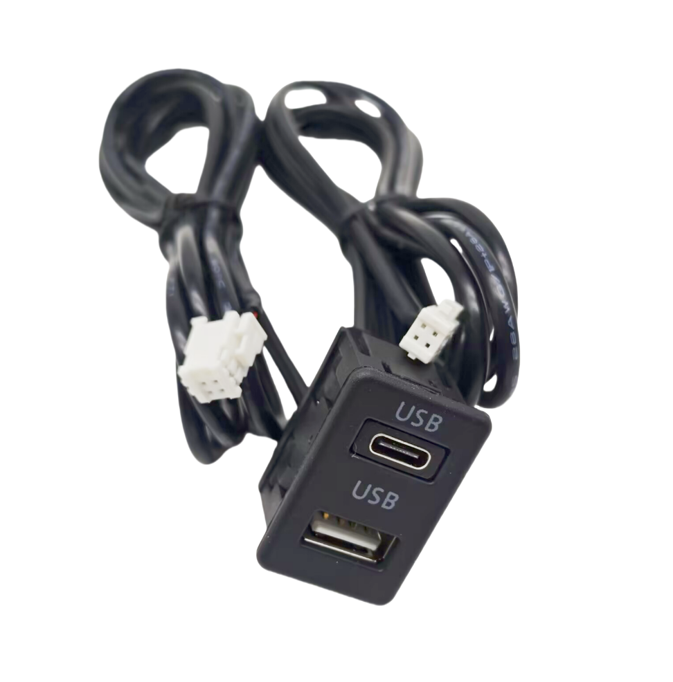 Type-C USB Car Android Nav Dual Port Panel Extension Cable Adapter