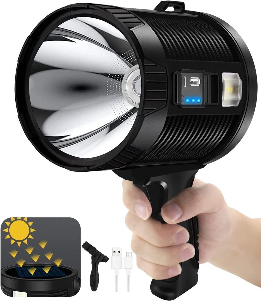 1000000 Lumens Super Bright Rechargeable Spotlight Flashlight with 6 Modes