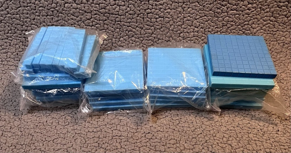 Base 10 Flat Counting Blocks Blue Lot Of 23 New Blocks