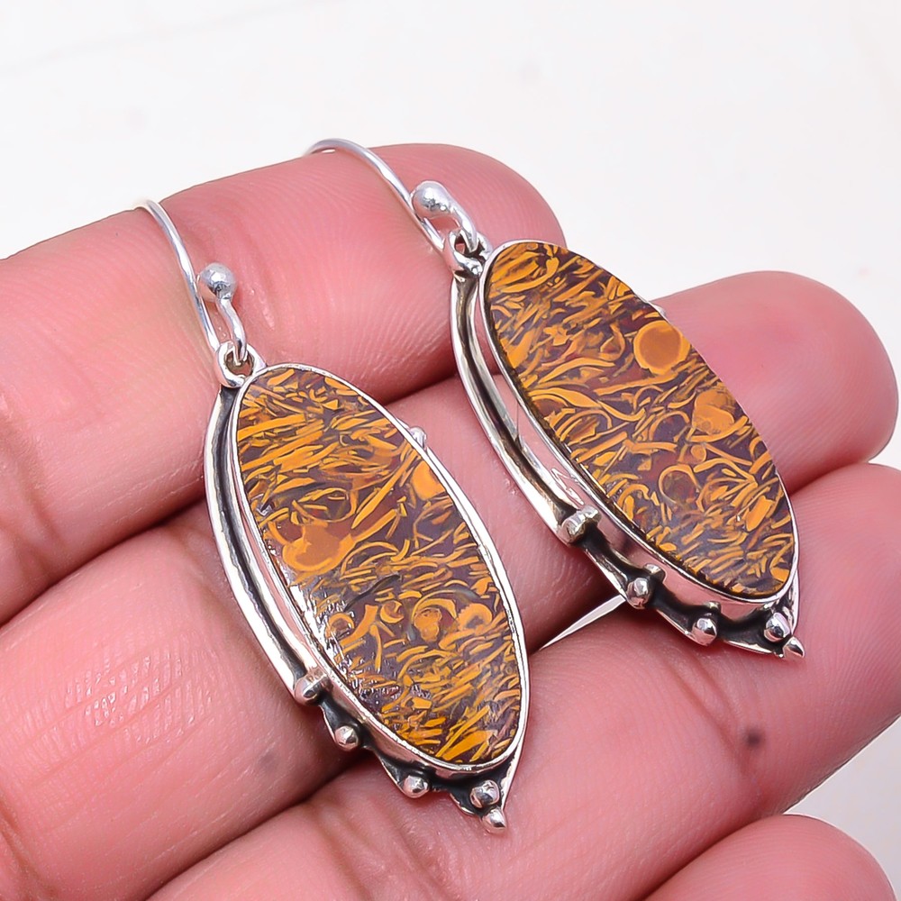 Natural Mariam Jasper Gemstone 925 Sterling Silver Earring 1.79