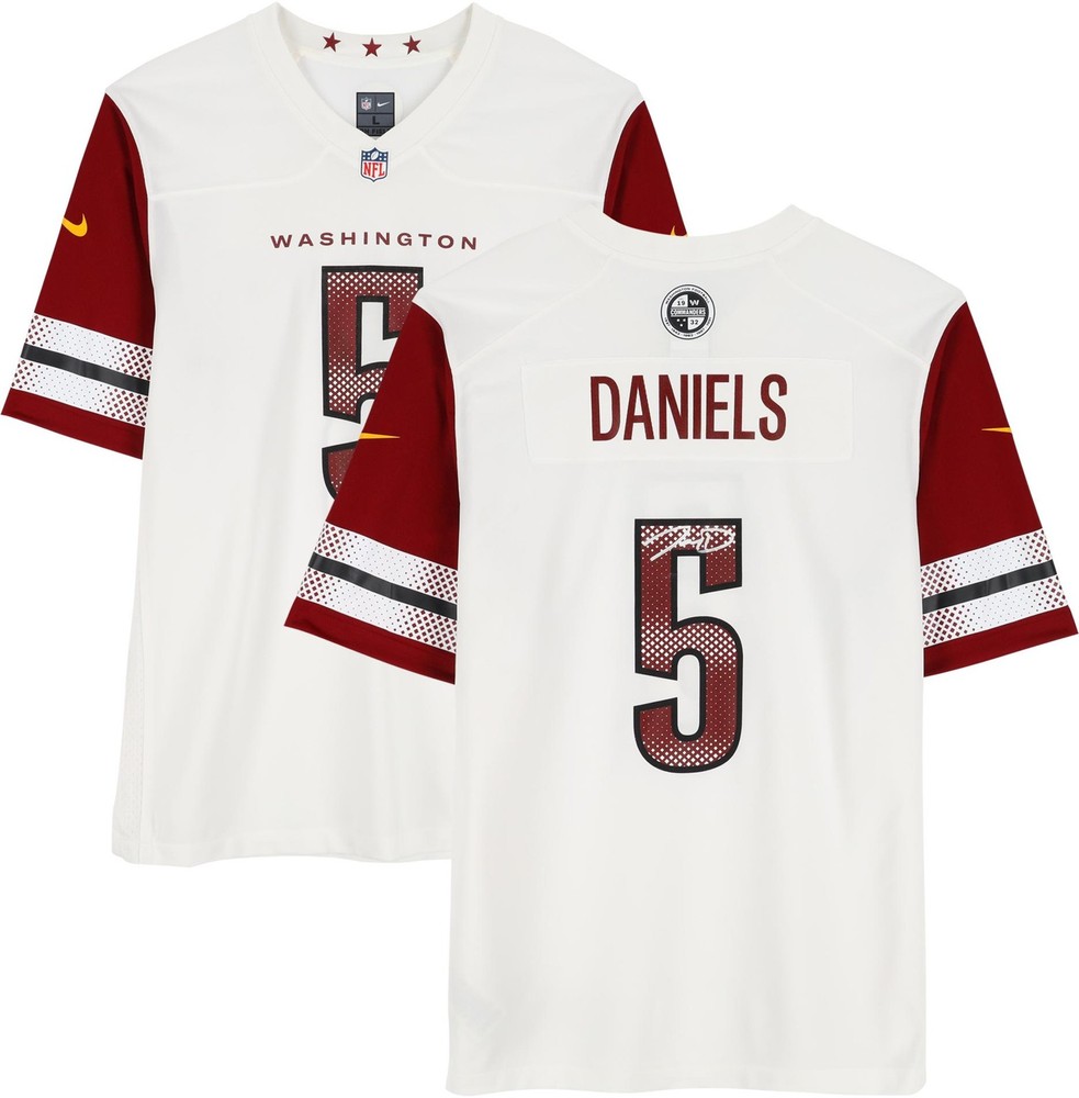 Jayden Daniels Washington Commanders Autographed Nike White Game Jersey