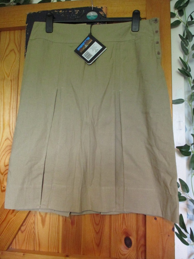 NWT Rohan Women's Linen Travel Skirt Yellow Brown Sandstone UK Size 14