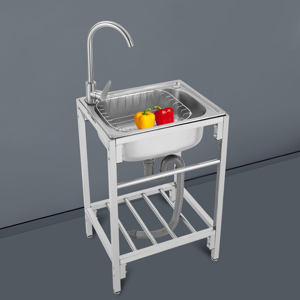 Stainless Steel Single Bowl Utility Sink For Laundry Room Bathroom Kitchen