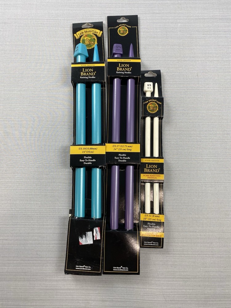 Lion Brand Scarf Knitting Needles Set of 3 Sizes US 11 17 19 New