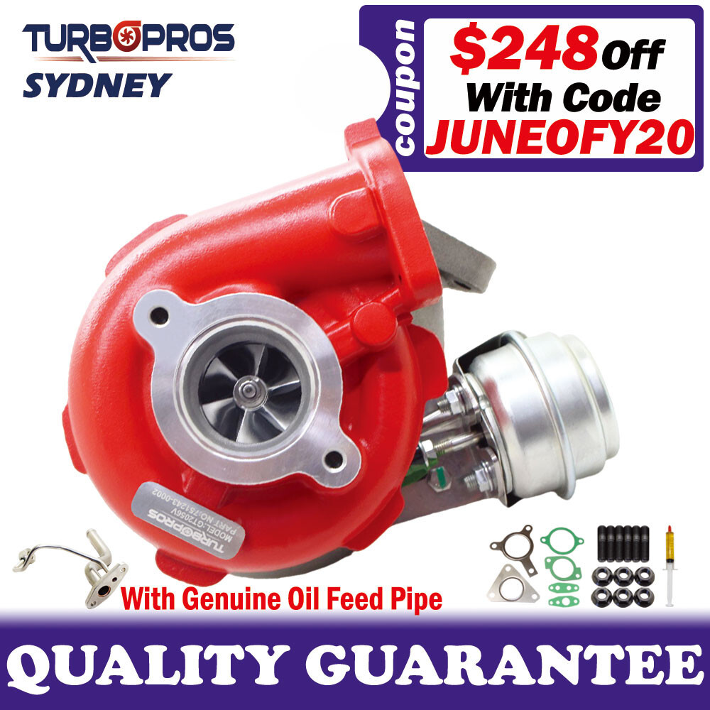 GEN1 High Flow Turbo with Genuine Oil Feed Pipe for Nissan Navara D40 YD25 2.5L 3-Bolt Turbocharger