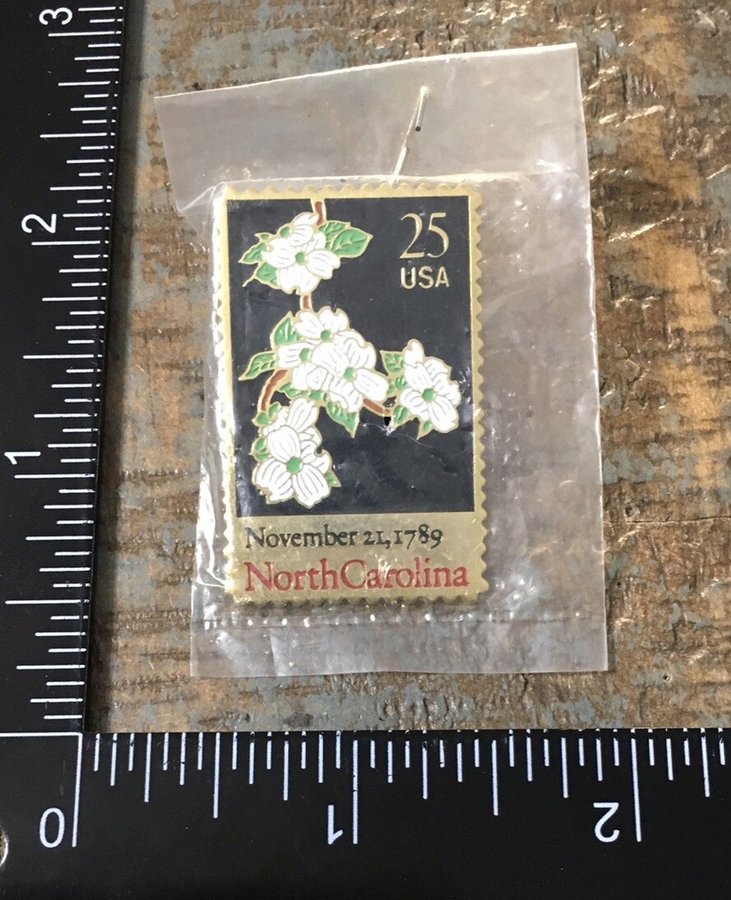 Vintage NC Dogwood Tree 25 Cent USPS Stamp Lapel Pin