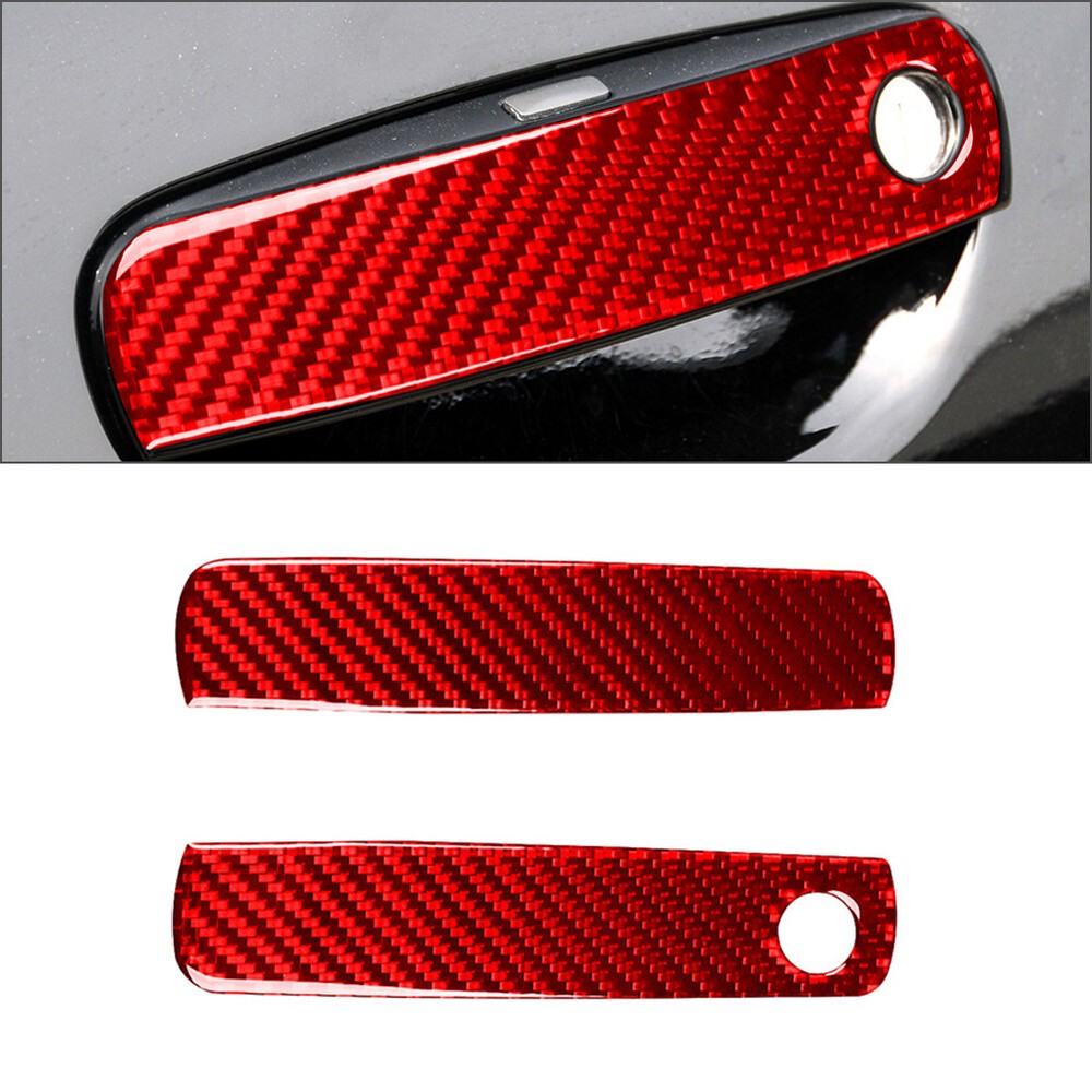 Enhance Your Dodge Challenger 2012-2024 with Red Carbon Fiber Door Handle Covers