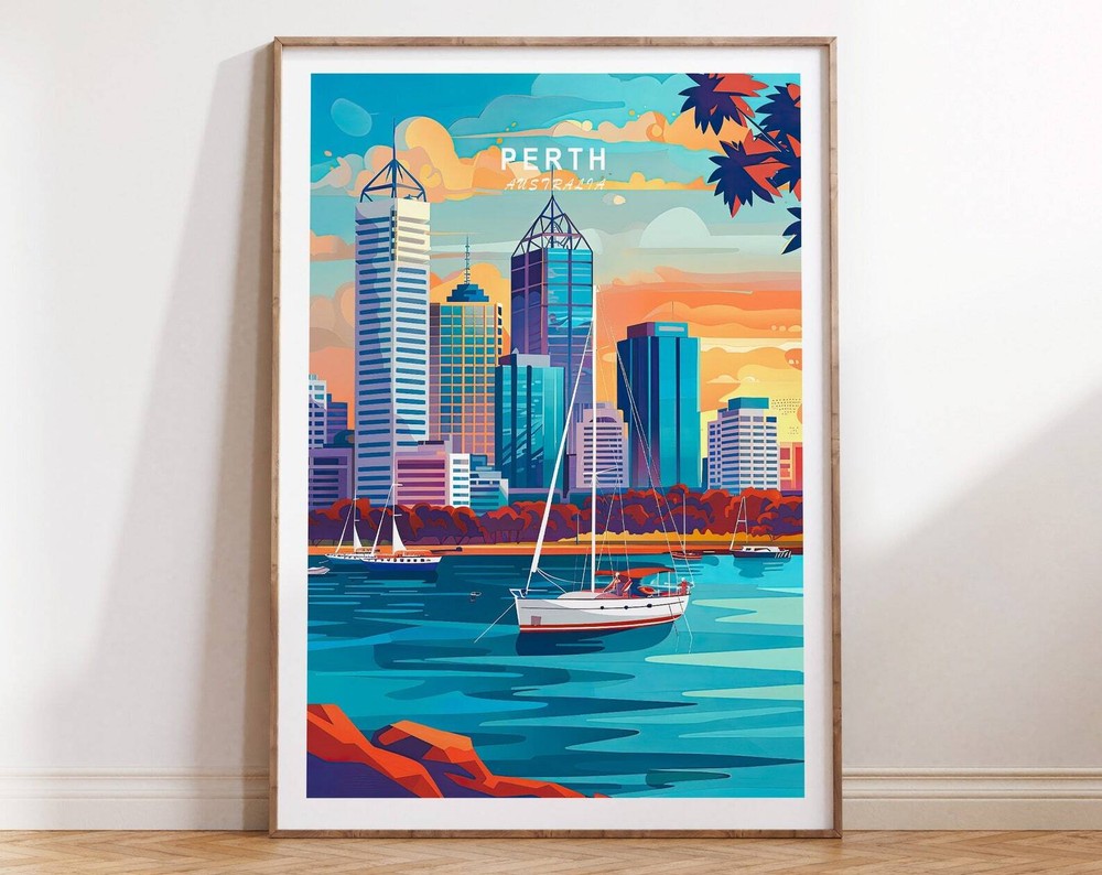 Perth Australia Travel Poster Australia Print Perth Coast Wall Art Travel Home