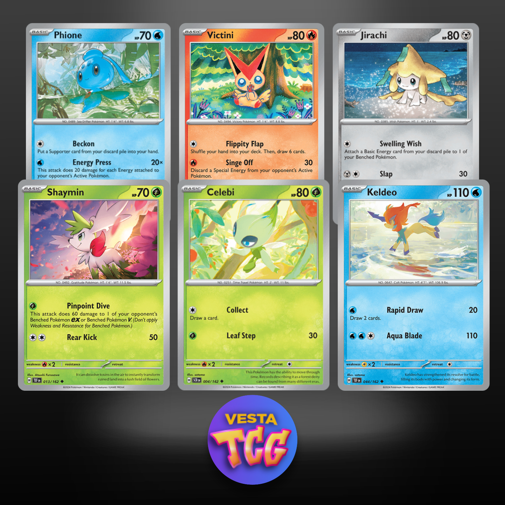 Pokemon TCG 6 Card Set Celebi Jirachi Shaymin Keldeo Victini Phione NM