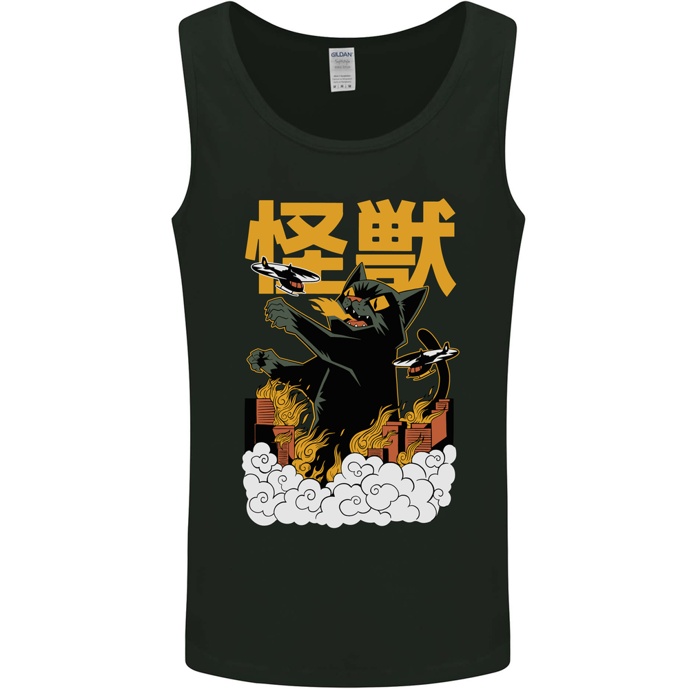 Catzilla Funny Cat Monster Parody Mens Vest Tank Top