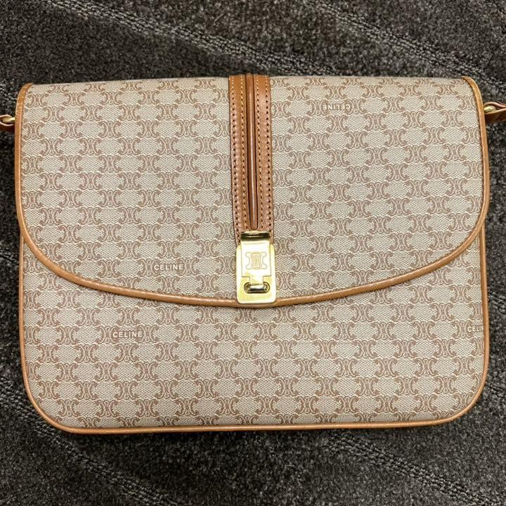 CELINE Macadam Shoulder Bag Leather Rare Design Vintage Authentic